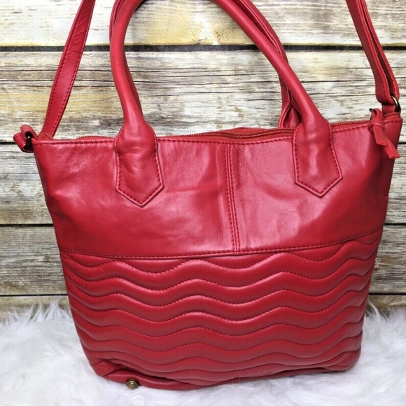 unknown Bags Red Leather Quilted Satchel Crossbody Tote Bag Poshmark